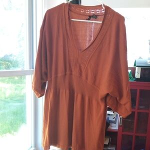 Susan Lawrence Brown Boxy Tunic with Relaxed Sleeves